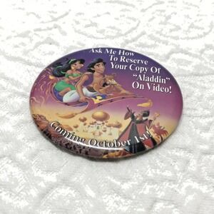Disney Aladdin Jasmine Jafar Abu Aladdin on Video Button collar pocket Pin Back